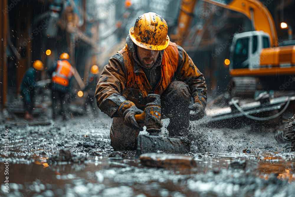 worker working at construction site worker working at construction site