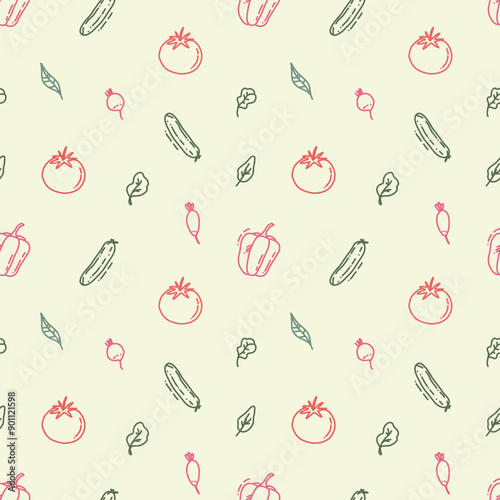 vector seamless pattern with vegetables