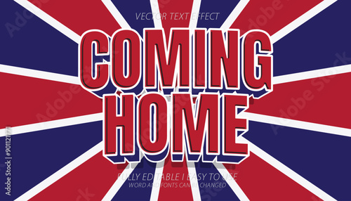 3d editable coming home text effect graphic style template