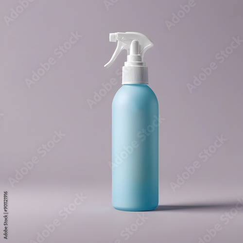 Blue Spray Bottle on a Purple Background