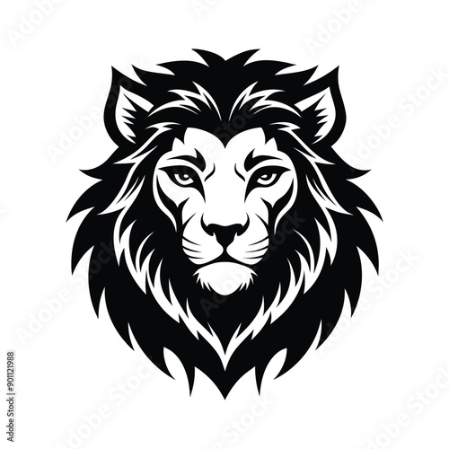A silhouette of a Lion Head art vector illustration Design.