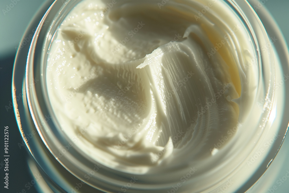jar of cream is sitting on a table. The cream is white and has a smooth texture. The jar is almost empty, with only a small amount of cream left inside. The jar is surrounded by a few flowers jar of cream is sitting on a table. The cream is white and has a smooth texture. The jar is almost empty, with only a small amount of cream left inside. The jar is surrounded by a few flowers