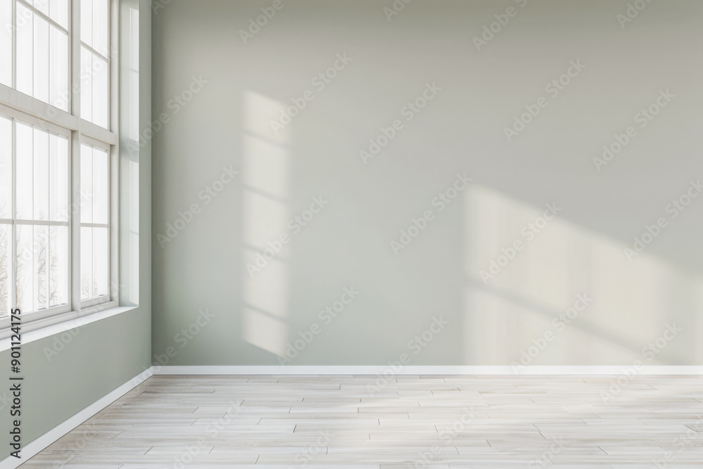 Fototapeta premium Elegant interiors composition with minimal furniture and natural window lighting. Interiors design luxury image.