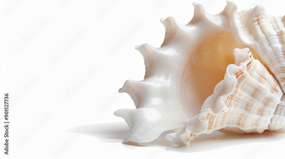 A highly detailed seashell with intricate ridges, isolated on a white background with ample copy text space, perfect for commercial use A highly detailed seashell with intricate ridges, isolated on a white background with ample copy text space, perfect for commercial use
