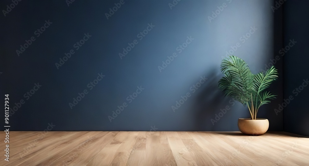 Light Blue Interior with Wooden Floor. Made with Generative AI Technology Light Blue Interior with Wooden Floor. Made with Generative AI Technology