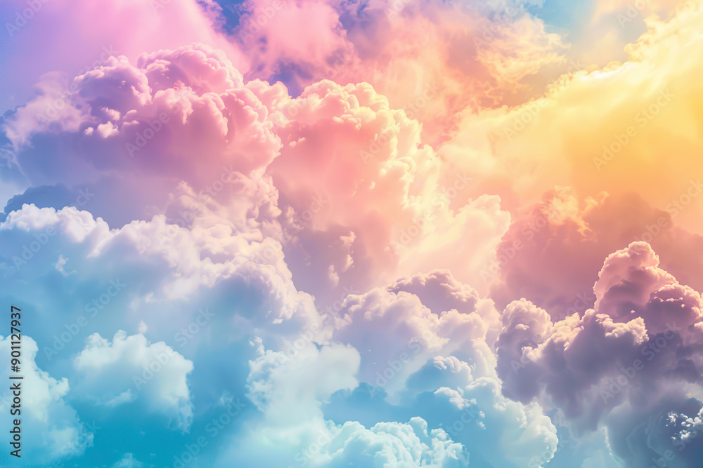 Generative ai on theme of beautiful tranquil landscape with magical bright rainbow at cloudy sky Generative ai on theme of beautiful tranquil landscape with magical bright rainbow at cloudy sky