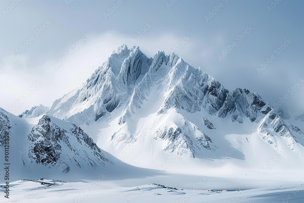 Generative ai on theme of descent of an huge avalanche from the mountain, winter nature landscape Generative ai on theme of descent of an huge avalanche from the mountain, winter nature landscape