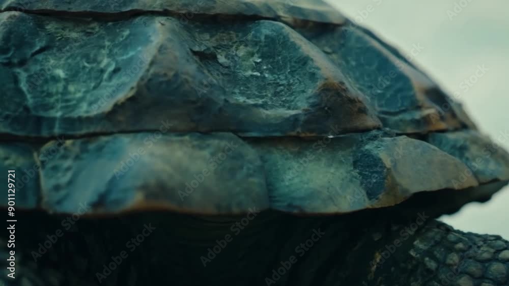 Turtle animal at close range with its shell looking hard footage