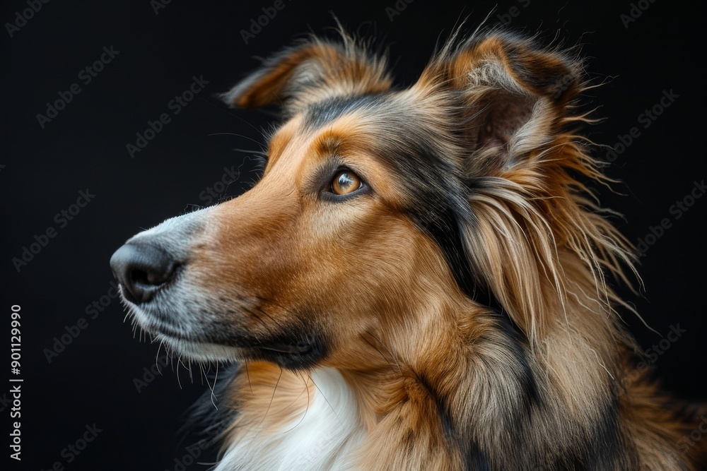 Style portrait of a majestic Siberian Hound black background Style portrait of a majestic Siberian Hound black background