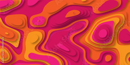 Origami colorful 3d multi layers paper cut topography background vector. Abstract paper art style, flyers posters prints.