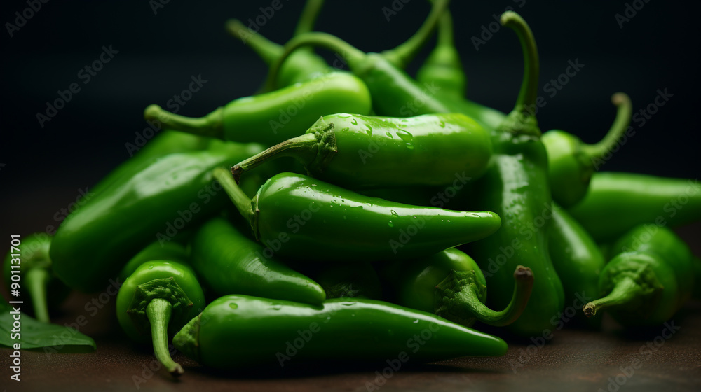 A pile of vibrant green jalape?+/-o peppers. A pile of vibrant green jalape?+/-o peppers.