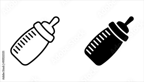 Baby bottle icon set. baby pacifier for mobile concept and web design on white background. color editable