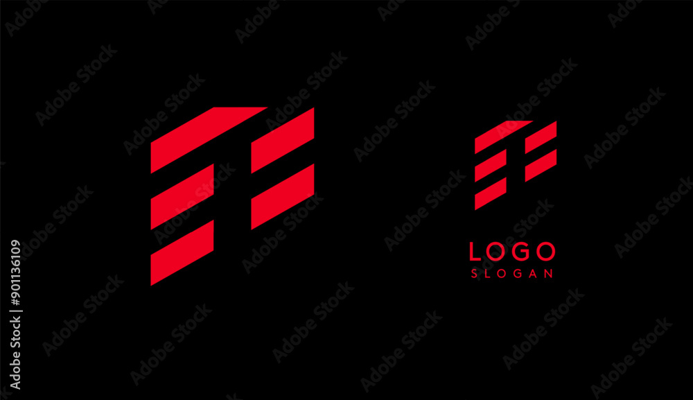 Abstract red geometric letter P with parallel lines. Stripes modern logotype concept, futuristic design for an innovative company, minimalist sporty and technological power style. Vector illustration Abstract red geometric letter P with parallel lines. Stripes modern logotype concept, futuristic design for an innovative company, minimalist sporty and technological power style. Vector illustration