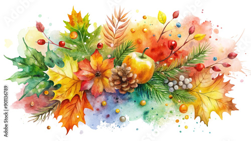 Hand Painted Watercolor Splash on Transparent Background