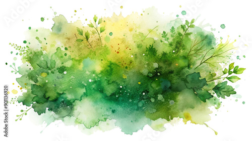 Hand Painted Watercolor Splash on Transparent Background