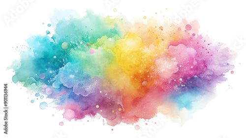 Hand Painted Watercolor Splash on Transparent Background