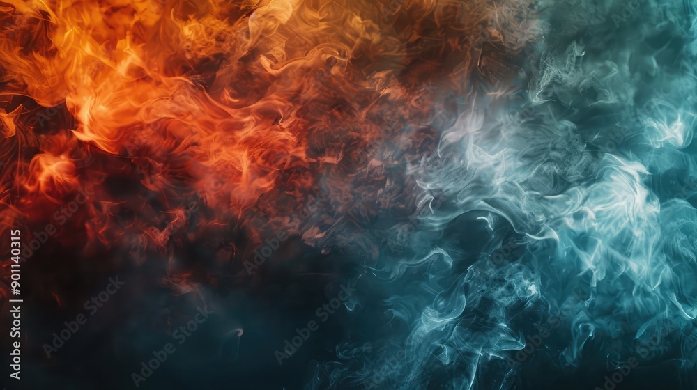 Fototapeta premium Purple, pink and blue smoke on black background ,Thick blue and pink smoke on a black isolated background ,Background from the smoke of vape ,Smoke of various shapes can be used for various decorative