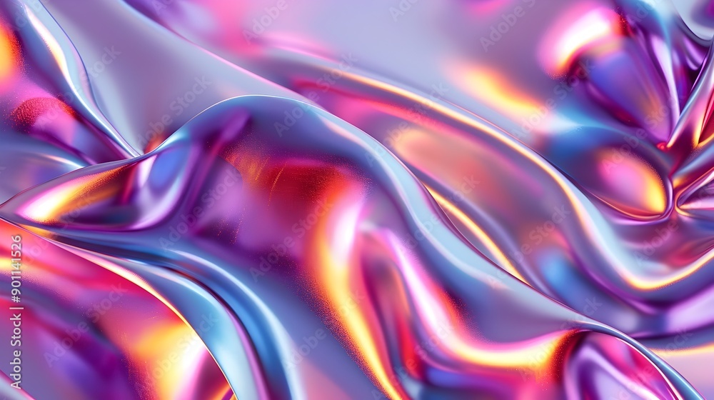 Fluid Metallic Organic Shapes in Vibrant Modern Digital Art Composition Fluid Metallic Organic Shapes in Vibrant Modern Digital Art Composition