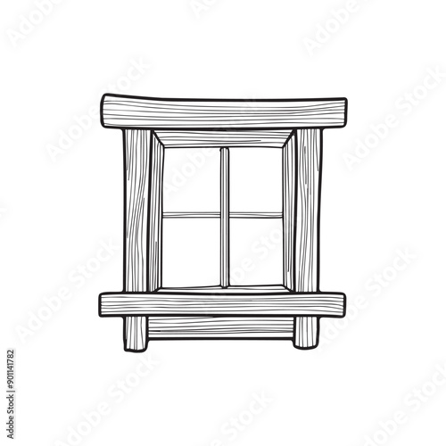 Illustration of a window in a rustic cabin