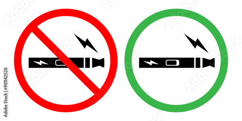 No smoking vaping prohibition sign set isolated on white background vector