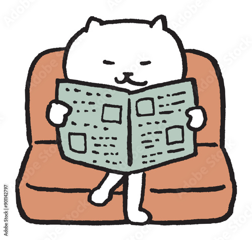 目が細いかわいい白猫のキャラの日常