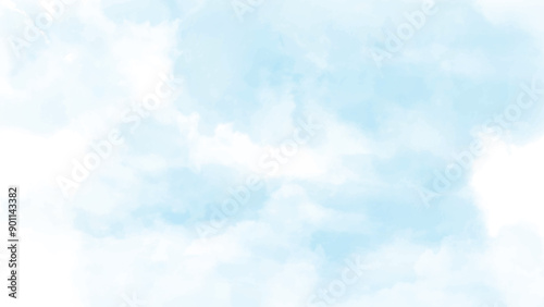 Watercolor sky texture with white clouds and blue sky vector. Blue sky with white cloud and clear abstract.  © Creative