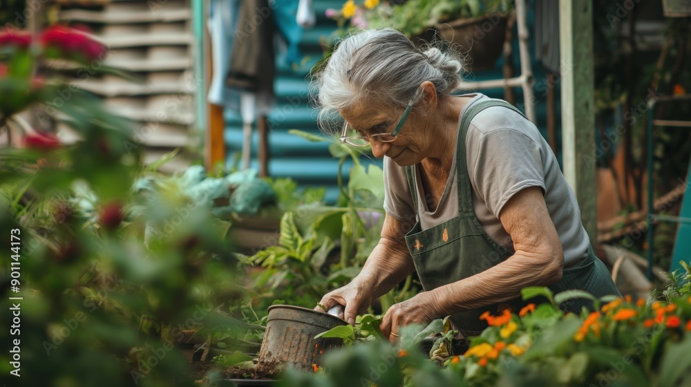 Seniors gardening in their backyard, reflecting the peace of mind that comes with financial security in old age Seniors gardening in their backyard, reflecting the peace of mind that comes with financial security in old age