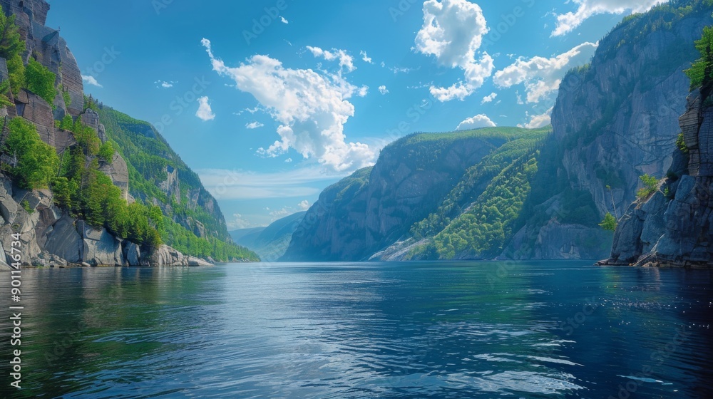 Saguenay Fjord, Quebec - Majestic fjord with steep cliffs and rich marine life Saguenay Fjord, Quebec - Majestic fjord with steep cliffs and rich marine life