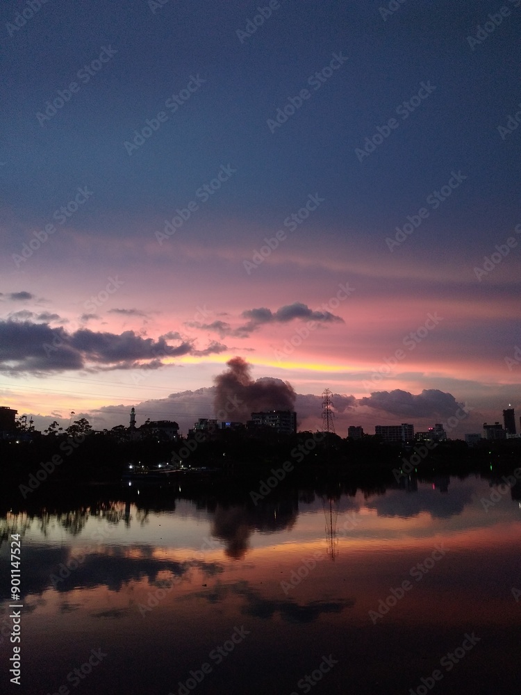 Sunset palm tree sky Beach city Sunset palm tree sky Beach city