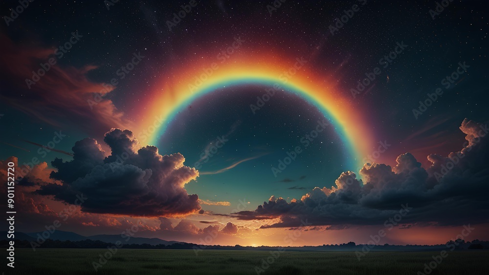 rainbow over the ocean, clouds rainbow over the ocean, clouds
