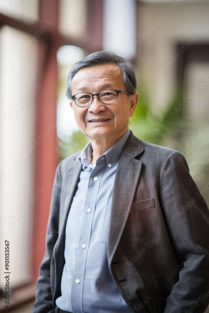 Portrait of an Asian philanthropist visiting a local non-profit organization, Generative AI