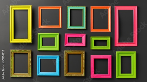 Colorful picture frame design on dark background