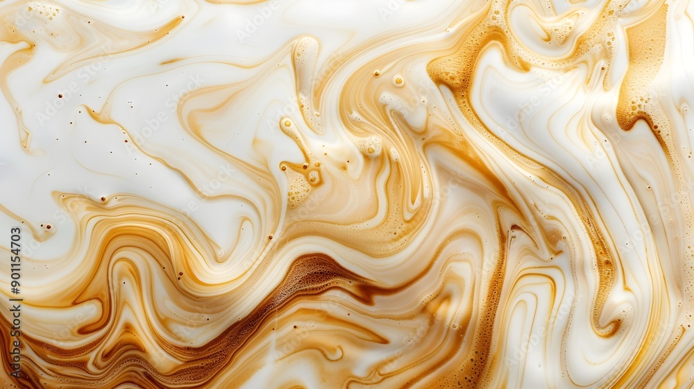 Swirling Milk and Coffee Forming Captivating Abstract Shapes Swirling Milk and Coffee Forming Captivating Abstract Shapes