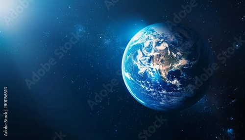 Majestic View of Earth From Space Surrounded by Twinkling Stars at Night