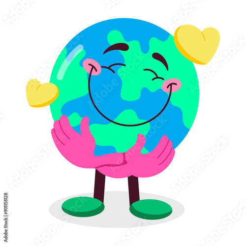 A cartoon style sticker of lovely earth

