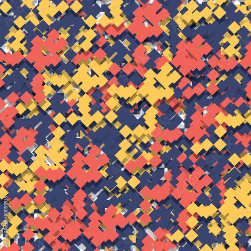 Imitation of a geometric 3D coating consisting of construction set parts or rectangular plates.