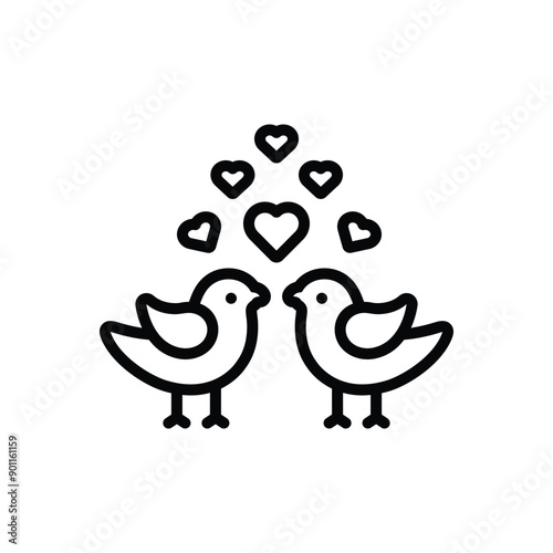 Black line icon for lovebirds