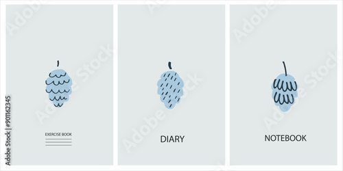 Set of cover page templates based on creative images. Cover or backgrounds for school notebooks, diaries. Headers isolated and replaceable