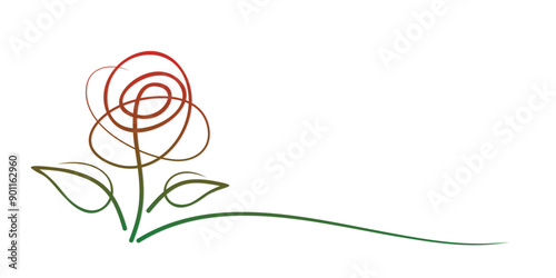 The symbol of a stylized pink garden rose.
