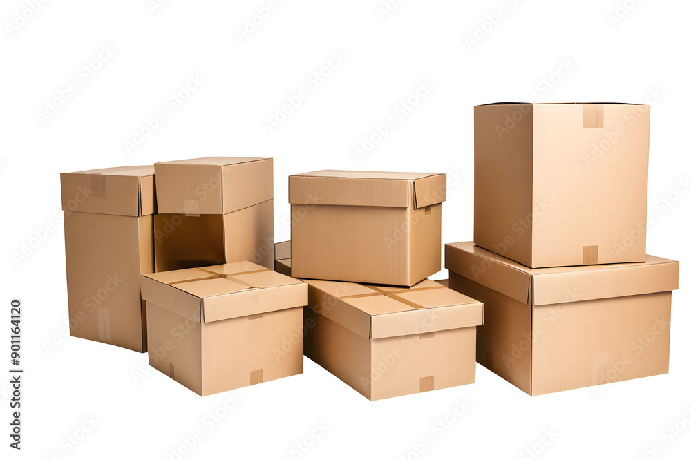 Cardboard boxes isolated on a transparent or white background. Cardboard boxes isolated on a transparent or white background.