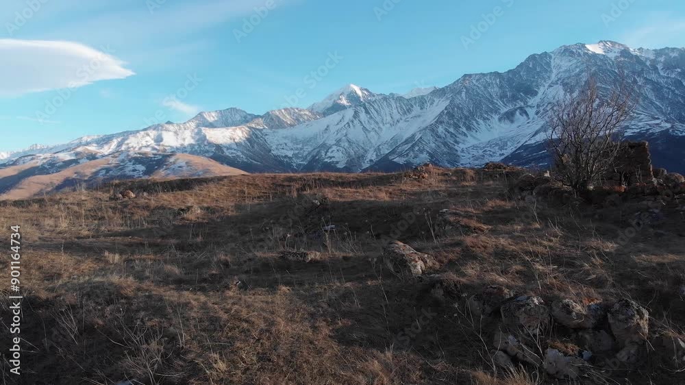 Caucasus, North Ossetia. Kurtatinskoe gorge. Mountains at the beginning of winter. Caucasus, North Ossetia. Kurtatinskoe gorge. Mountains at the beginning of winter.