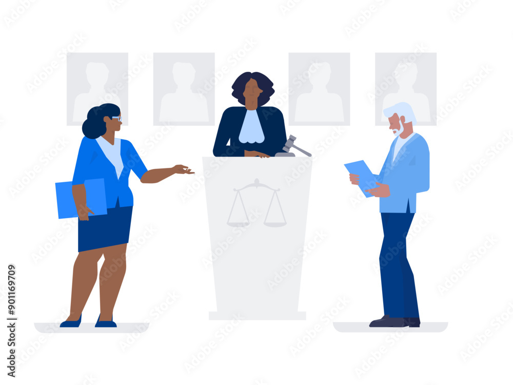 Obraz premium Lawyers debate in front of a judge