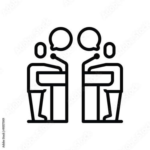 Black line icon for debate