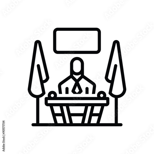 Black line icon for president