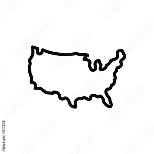 Black line icon for united states