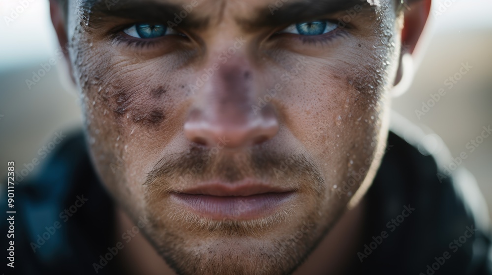 Fototapeta premium Intense gaze of a determined man