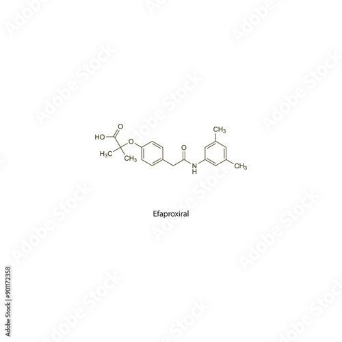 Efaproxiral flat skeletal molecular structure Antineoplastic drug used in cancer treatment. Vector illustration scientific diagram.