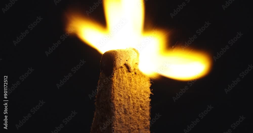 Fire starter lighting with a match with automatic brightness adjustment and slow motion Fire starter lighting with a match with automatic brightness adjustment and slow motion