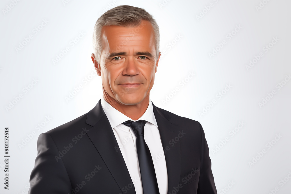 Middle aged man over isolated white background business uniform Middle aged man over isolated white background business uniform