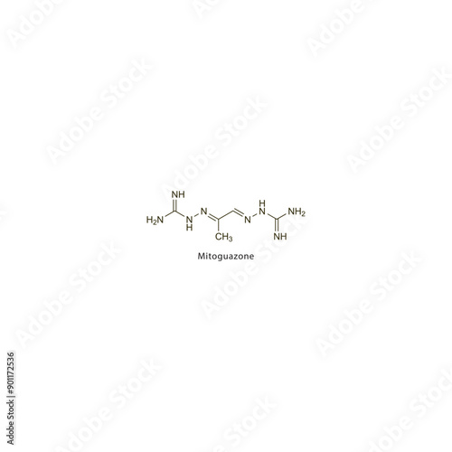 Mitoguazone flat skeletal molecular structure Antineoplastic drug used in cancer treatment. Vector illustration scientific diagram.
